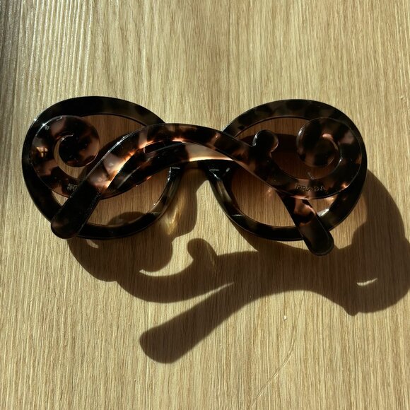 Prada Brown and Pink Baroque Swirl Round Sunglasses - Picture 7 of 7